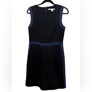 Diane Von Furstenberg Black and Blue Ponte Knit Sleeveless Mini Dress sz 10